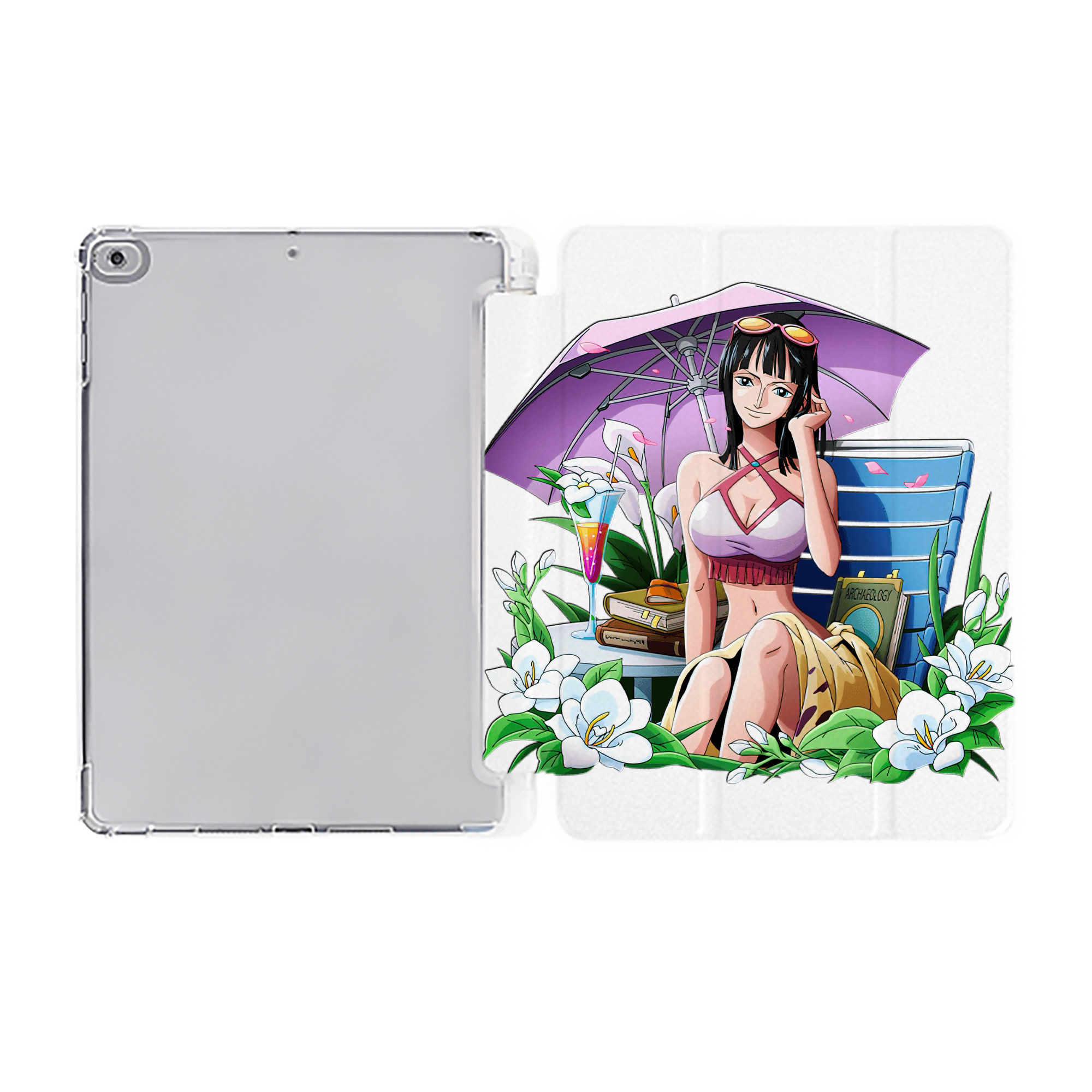 （画像用） ワンピース ニコ・ロビン ONE PIECE Nico Robin IPad ケース ペン収納付き 三つ折りスタンド PUレザー×シリコン 対応機種9.5/10.5/10.9インチ